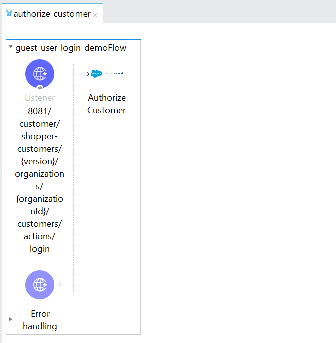 Authorize Customer operation dragged to the flow