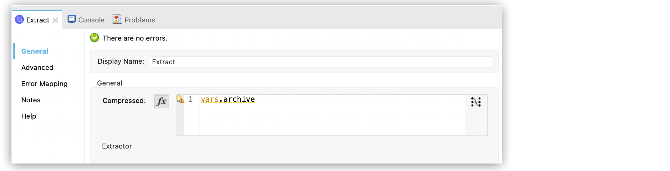 Compression Extract operation configuration