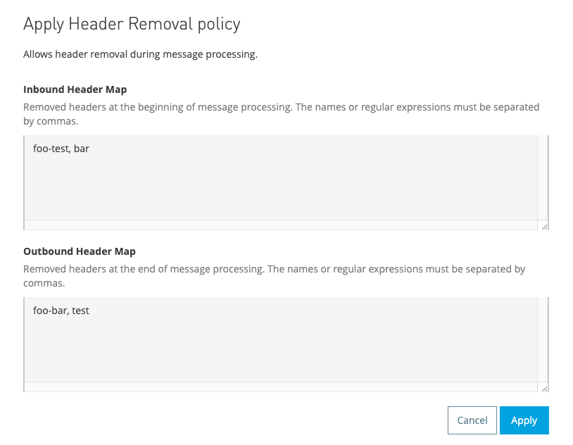 A form allows header removal during message processing
