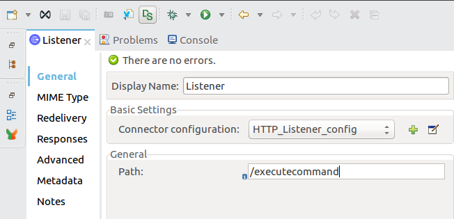 Listener configuration values in properties window